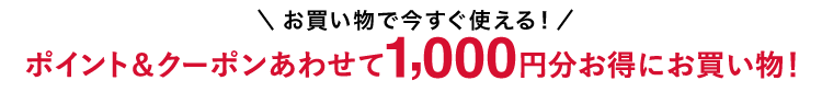 お買い物で今すぐ使える！あわせて1,000円分お得にお買い物！