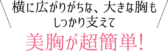 横に広がりがちな、大きな胸もしっかり支えて美胸が超簡単！