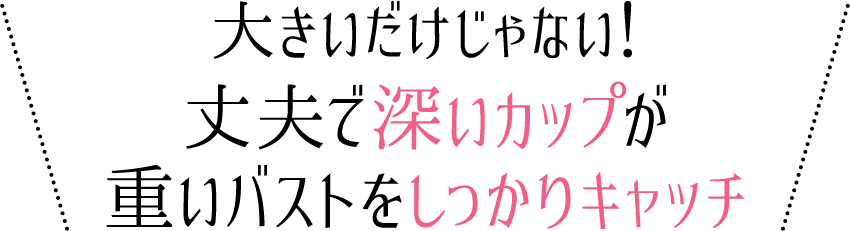 大きいだけじゃない!丈夫で深いカップが重いバストをしっかりキャッチ