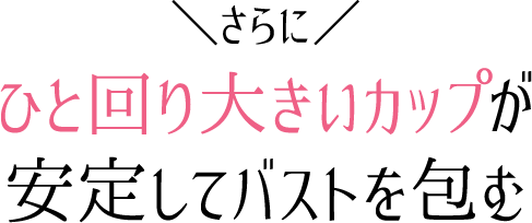 さらにひと回り大きいカップが安定してバストを包む