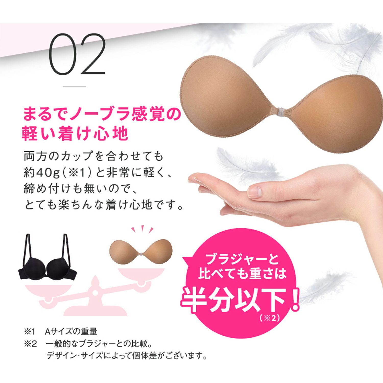 まるでノーブラ感覚の軽い着け心地